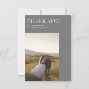 Simple Modern Classic Wedding Thank You Photo Card
