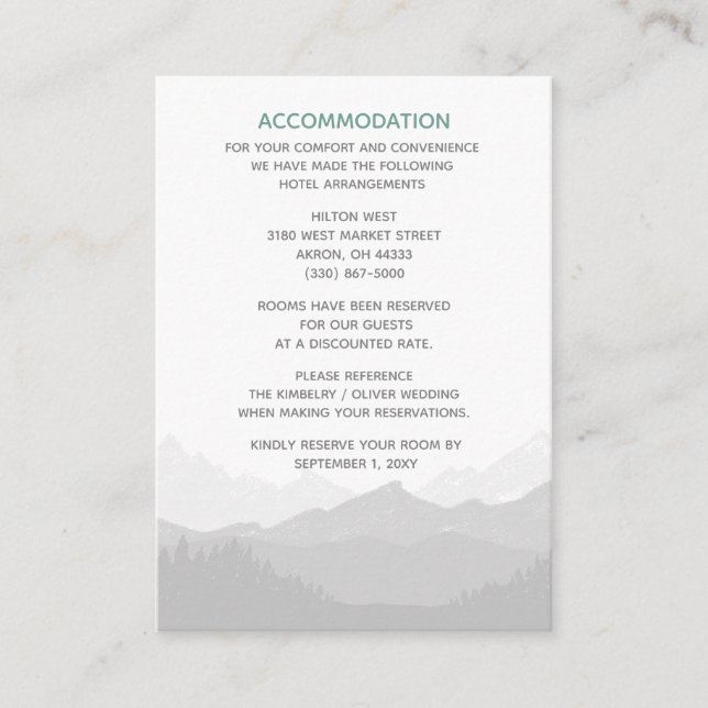 Simple Modern Classy Mountain Wedding Enclosure Card (Front)