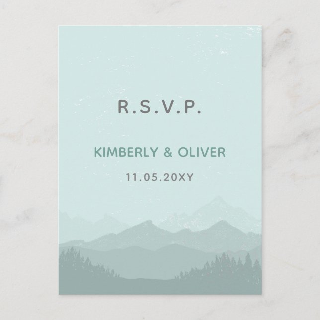 Simple Modern Classy Mountain Wedding Invitation Postcard (Front)