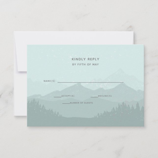 Simple Modern Classy Mountain Wedding RSVP Card (Front)