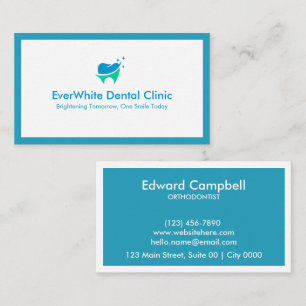 Simple Modern Clean White Bold Aqua Dental Bright Business Card