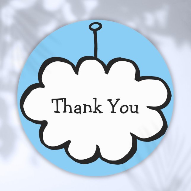 Simple Modern Cloud on a String Thank You Classic Round Sticker (Simple Modern Cloud on a String Thank You Classic Round Sticker)