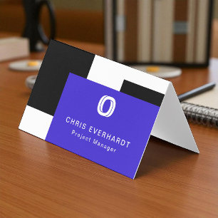 Simple Modern Colour Block Blue, Black and White Business Card