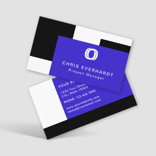 Simple Modern Colour Block Blue, Black and White Business Card