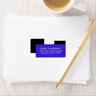 Simple Modern Colour Block Blue, Black, and White Label