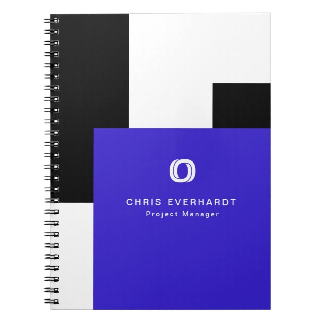 Simple Modern Colour Block Blue, Black, and White Notebook (Front)