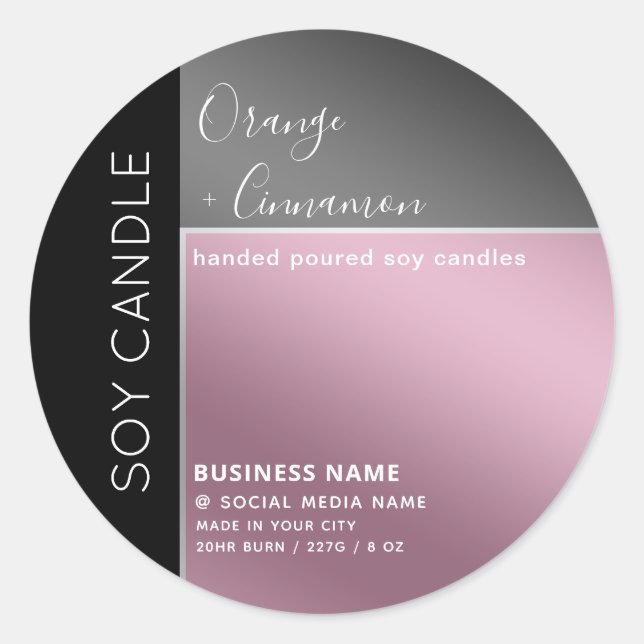 Simple modern colour block typography soy candle   classic round sticker (Front)