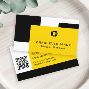 Simple Modern Colour Block Yellow White and Black Business Card