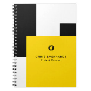 Simple Modern Colour Block Yellow White and Black Notebook