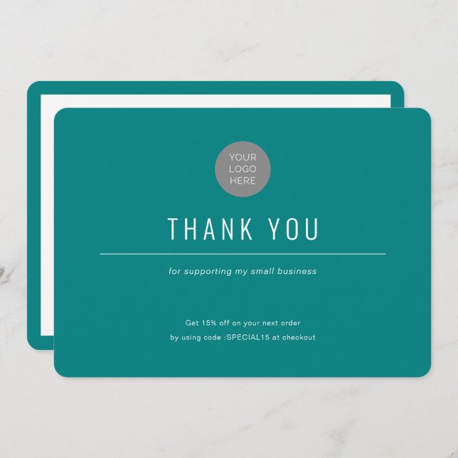 Simple-Modern-Coloured background-Business Thank Y Thank You Card (Front/Back)
