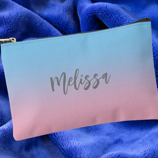Simple Modern Colourful Blush Pink and Blue Accessory Pouch (Creator Uploaded)