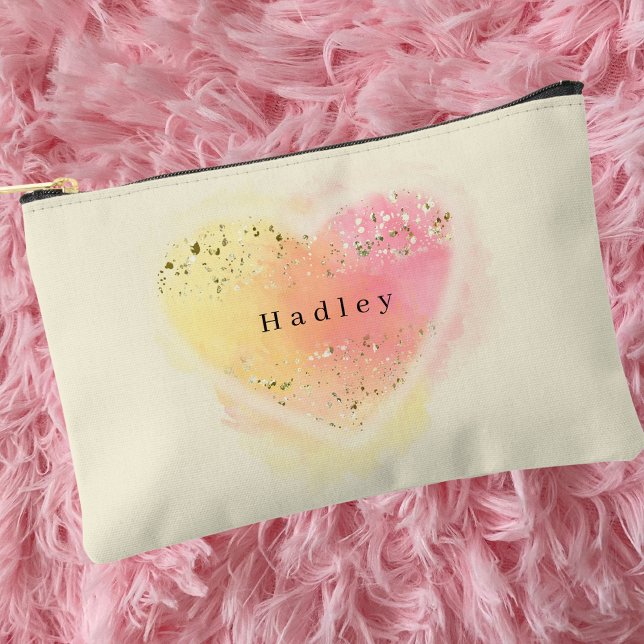 Simple Modern Colourful Blush Pink Heart Accessory Pouch (Creator Uploaded)