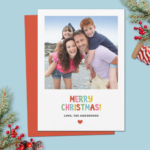 Simple Modern Colourful Christmas Photo Holiday Card