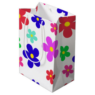 Simple Modern Colourful daisy flowers birthday par Medium Gift Bag