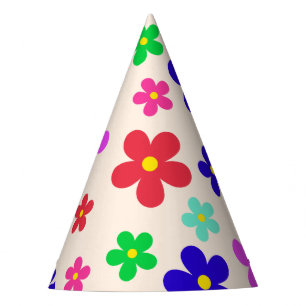 Simple Modern Colourful daisy flowers birthday par Party Hat