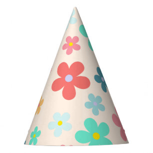 Simple Modern Colourful daisy flowers birthday par Party Hat