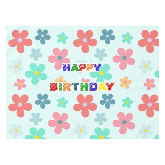 Simple Modern Colourful daisy flowers birthday par Tablecloth (Front (Horizontal))