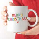 Simple Modern Colourful Merry Christmas Two-Tone Coffee Mug<br><div class="desc">A colourful,  fun and festive Christmas mug. So fun for the holidays!</div>