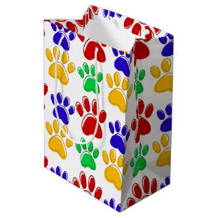 Simple Modern colourful Paw Pet birthday party Medium Gift Bag