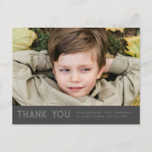 Simple Modern Communion For Him Photo Thank You Postcard