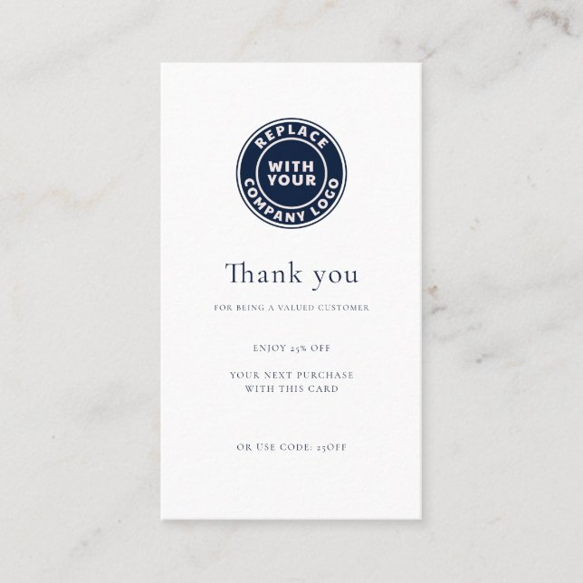 Simple Modern Company Logo Loyalty Discount Card (Front)