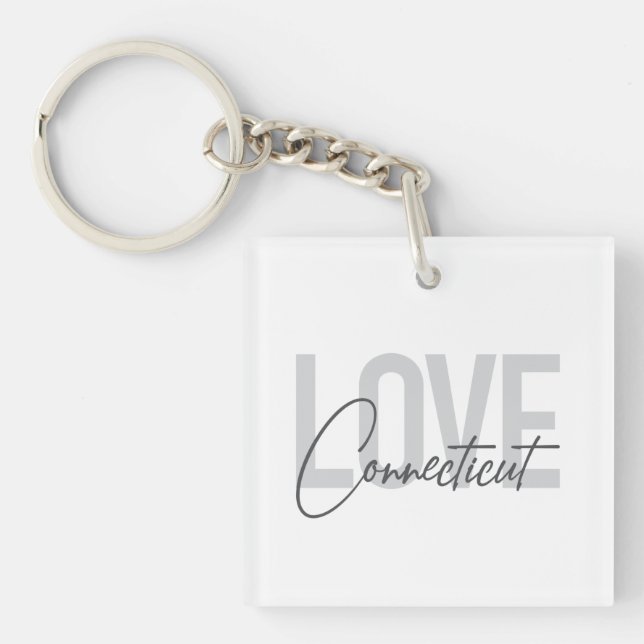 Simple, modern, cool design Love Connecticut Key Ring (Front)
