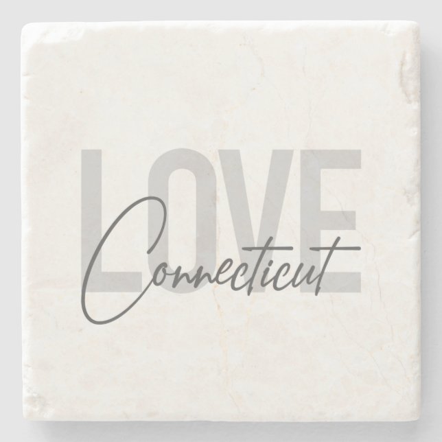 Simple, modern, cool design Love Connecticut Stone Coaster (Front)