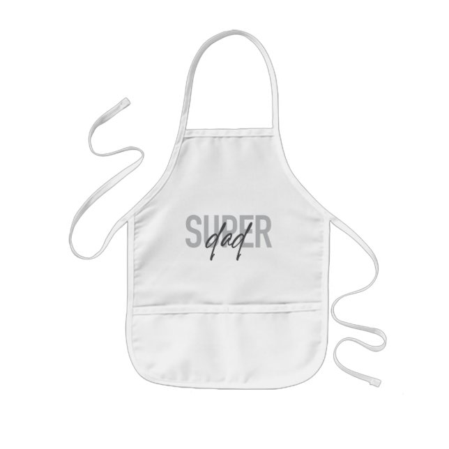 Simple, modern, cool, trendy design Super Dad Kids Apron (Front)