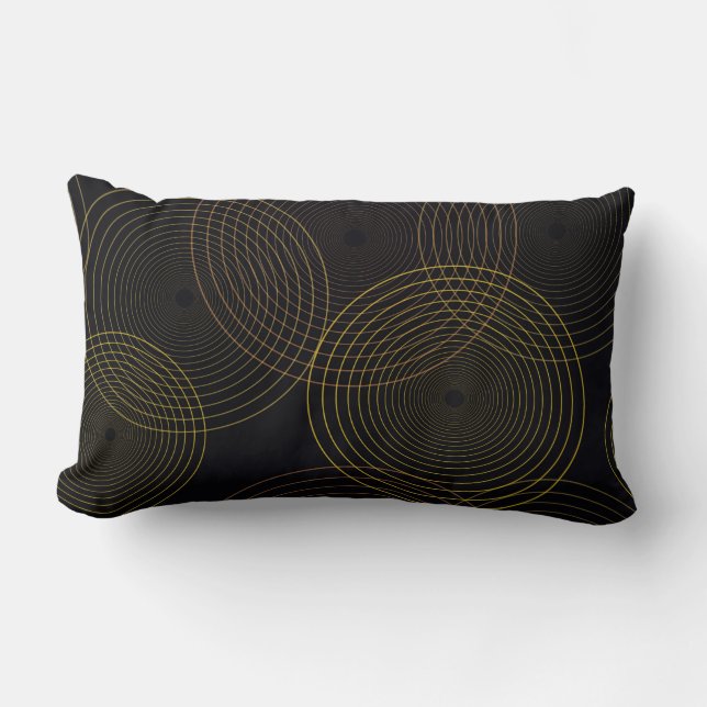 Simple, modern, cool, trendy thin line circles lumbar cushion (Front)