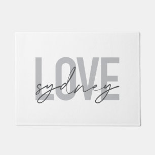 Simple, modern, cool, urban design Love Sydney Doormat