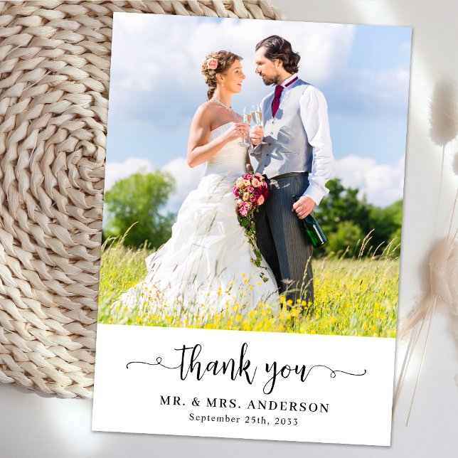 Simple Modern Couple Photo Wedding Personalised  Thank You Card (Creator Uploaded)