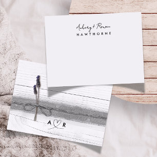 Simple Modern Couple Rustic Lavender Wedding Note Card