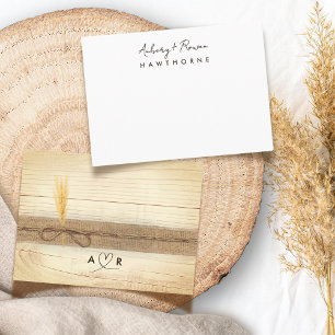 Simple Modern Couple Rustic Pampass Grass Wedding Card