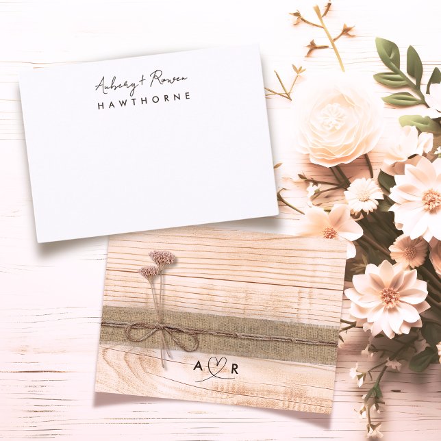 Simple Modern Couple Wood Rustic Blush Wildflower Card (Creator Uploaded)