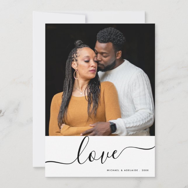 Simple Modern Couples Custom Photo Valentines Day Holiday Card (Front)