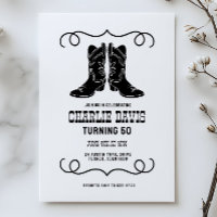 Simple Modern Cowboy Boots Men's Birthday Party