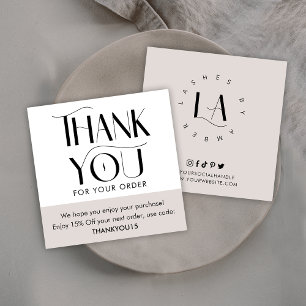 Simple Modern Cream Beige Business Thank You Card