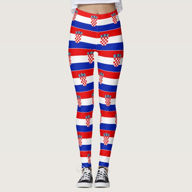 Simple Modern Croatia National Flag Apparel Leggings (Front)