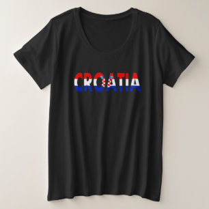Simple Modern Croatia National Flag Apparel Souven Plus Size T-Shirt