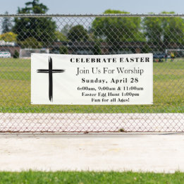 Simple Modern Cross Easter Sunday Service Church  Banner