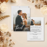 Simple Modern Custom 2 Wedding Photos  Thank You Card<br><div class="desc">Express your gratitude in style with the Simple Modern Custom Wedding 2 Photos Thank You Card Templates. These personalised templates offer a sleek and versatile way to convey your appreciation to your loved ones who shared in your special day. The templates feature a clean and modern design, allowing you to...</div>