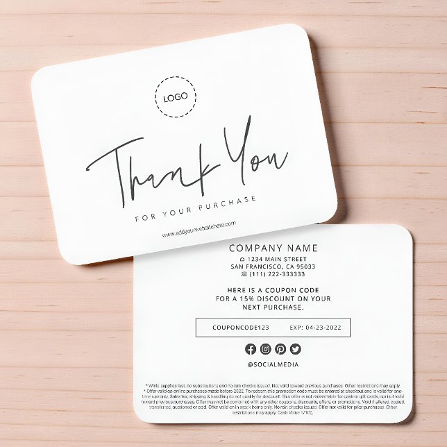 Simple Modern Custom Business Logo Coupon Promo Card (Creator Uploaded)