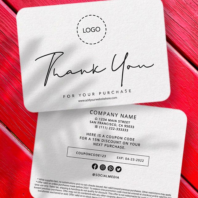 Simple Modern Custom Business Logo Coupon Promo Card (Creator Uploaded)