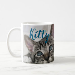 Simple Modern Custom Cat Name and Photo Coffee Mug