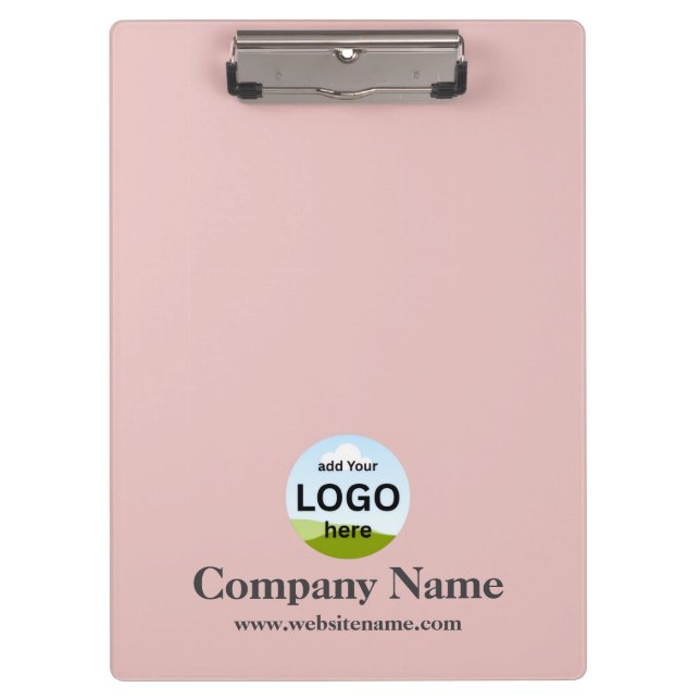 Simple Modern Custom Company Logo Name Peach Clipboard (Front)