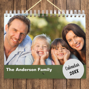 Simple Modern Custom Family Photos Personalised Calendar