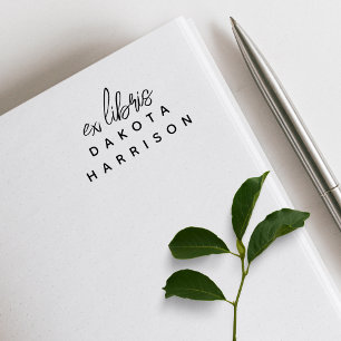 Simple Modern Custom Name Script Ex Libris Rubber Stamp