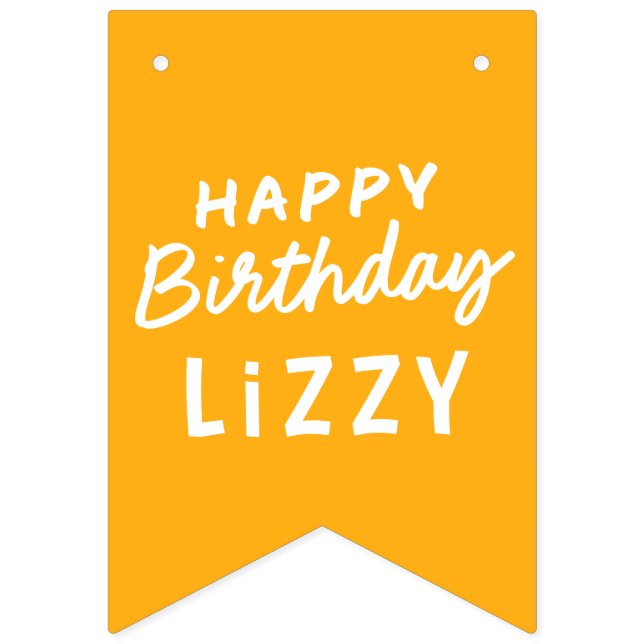 Simple Modern Custom Non-Photo Birthday Greeting Bunting (First Flag)