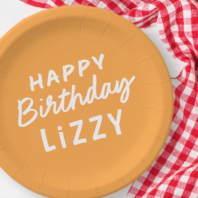 Simple Modern Custom Non-Photo Birthday Greeting Paper Plate (Creator Uploaded)