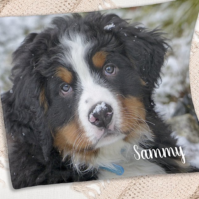 Simple Modern Custom Personalised Pet Dog Photo Fleece Blanket (Creator Uploaded)